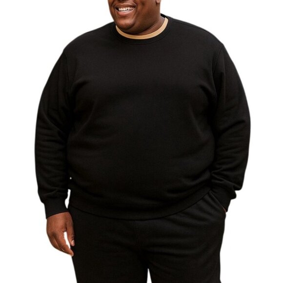 Russell Size 4XL Fleece Sweatshirt  Athletic Mens Black Crewneck Long Sleeve - Picture 1 of 7